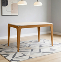 Ver imagem 1 de Mesa de Jantar 8 Lugares Retangular 180cm Tampo MDF com Vidro Claris N01 Ypê Off White - Lyam Decor