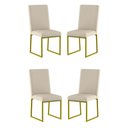 Ver imagem 1 de Kit 4 Cadeiras de Jantar com Base de Ferro Dourado – Balaqui Cor:bege Bege