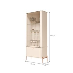 Cristaleira 2 Portas Baton Rouge Off White Bronze - 3