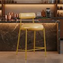 Ver imagem 1 de Banqueta Cozinha Alta com Encosto Industrial Dourado Londres PU Facto D03 - D'Rossi