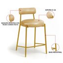 Ver imagem 3 de Banqueta Cozinha Alta com Encosto Industrial Dourado Londres PU Facto D03 - D'Rossi