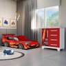 Conjunto Quarto Infantil Carros - Cama Solteiro Proteção Lateral com Colchão e Comoda Mdf - - 1