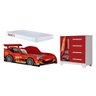 Conjunto Quarto Infantil Carros - Cama Solteiro Proteção Lateral com Colchão e Comoda Mdf - - 2