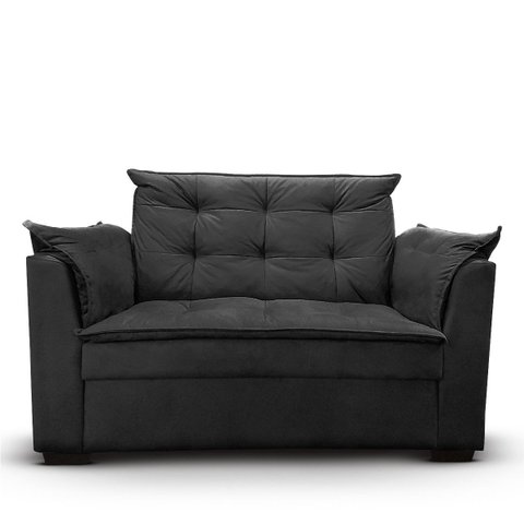 Sofá 2 Lugares para Sala Moderno Confortável Stella Suede:preto