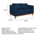 Ver imagem 4 de Kit Sofá 3 Lugares e 2 Poltronas Europa 180 cm Estilo Conforto e Elegância Suede Azul Marinho