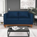 Ver imagem 2 de Kit Sofá 3 Lugares e 2 Poltronas Europa 180 cm Estilo Conforto e Elegância Suede Azul Marinho