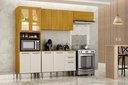 Ver imagem 3 de Cozinha Malta 4 Peças Cristaleira 266 cm com Vidro Reflecta e LED Cinamono/Off White