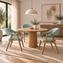Ver imagem 1 de Kit 03 Cadeiras de Jantar e Estar Living Estofada Nadja L02 Linho Verde Menta - Lyam Decor