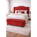 Ver imagem 1 de Kit Cabeceira Calçadeira Baú Lisboa Casal Estofada Suede Vermelho do Lar