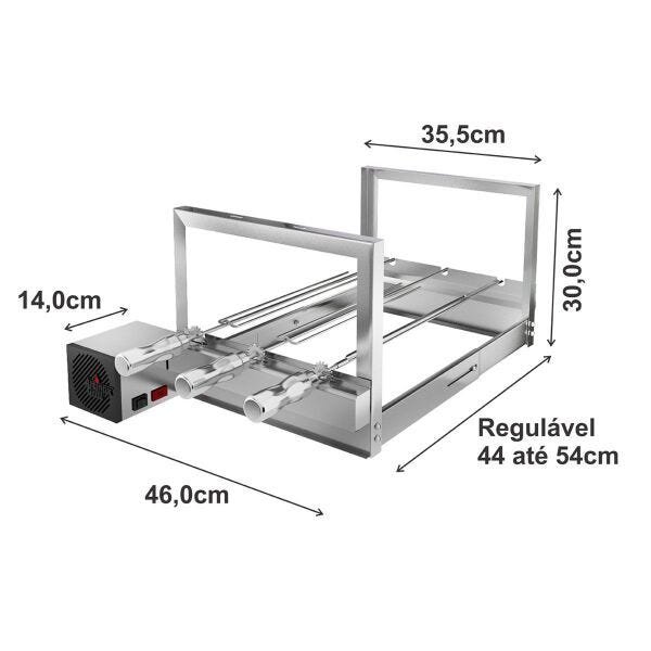 Churrasqueira Giratória Artinox Grill Regulável com 3 Espetos, 2 andares e 1 Motor Bivolt do Lado - 2