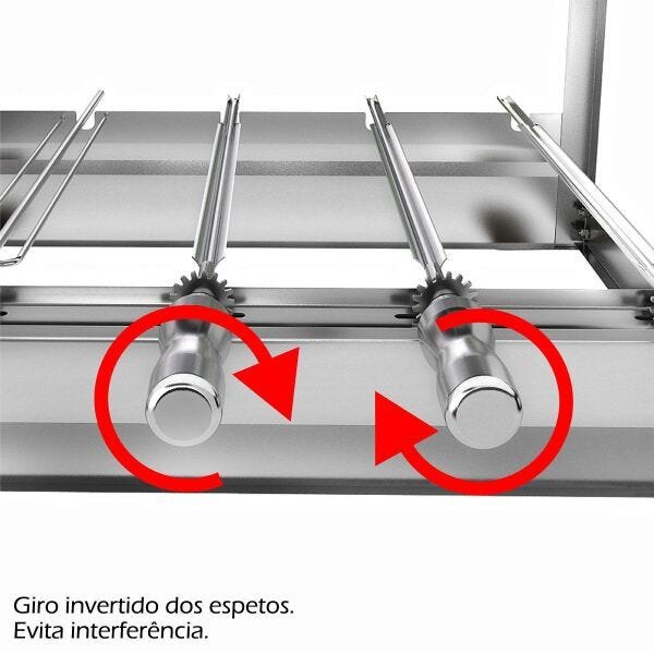 Churrasqueira Giratória Artinox Grill Regulável com 6 Espetos, 2 andares e 1 Motor Bivolt do Lado - 4