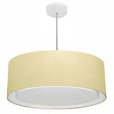 Ver imagem 1 de Lustre Pendente Cilíndrico Duplo Vivare Md-4297 Cúpula em Tecido 60x25cm - Bivolt Algodão-crú