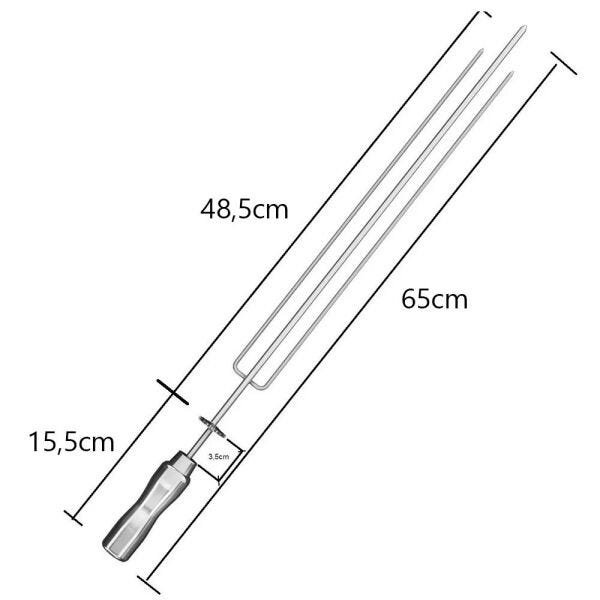 Espeto Giratório Multiuso Artinox Grill 65cm com Cabo de Madeira