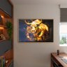 Quadro Decorativo Animais Touro Gold com Moldura e Vidro Dourada - 90x60 Cm - 3