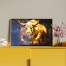 Quadro Decorativo Animais Touro Gold com Moldura e Vidro Dourada - 90x60 Cm - 4