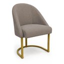 Ver imagem 3 de Kit 06 Cadeiras Poltrona de Jantar Lua Linho Capuccino Base Ferro Dourado Dal Poz Estofados