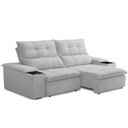 Ver imagem 1 de Sofá Retrátil Reclinável para Sala de Estar Living 210cm Ártico F04 Bouclê Cinza - Lyam Decor