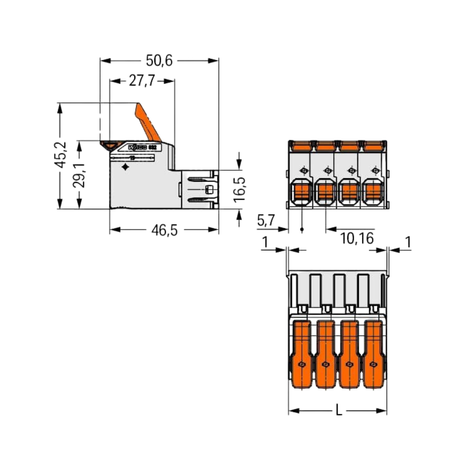 Kit Conector Wago 832-1104-1204 Macho e Femea Linha Pesada - 8