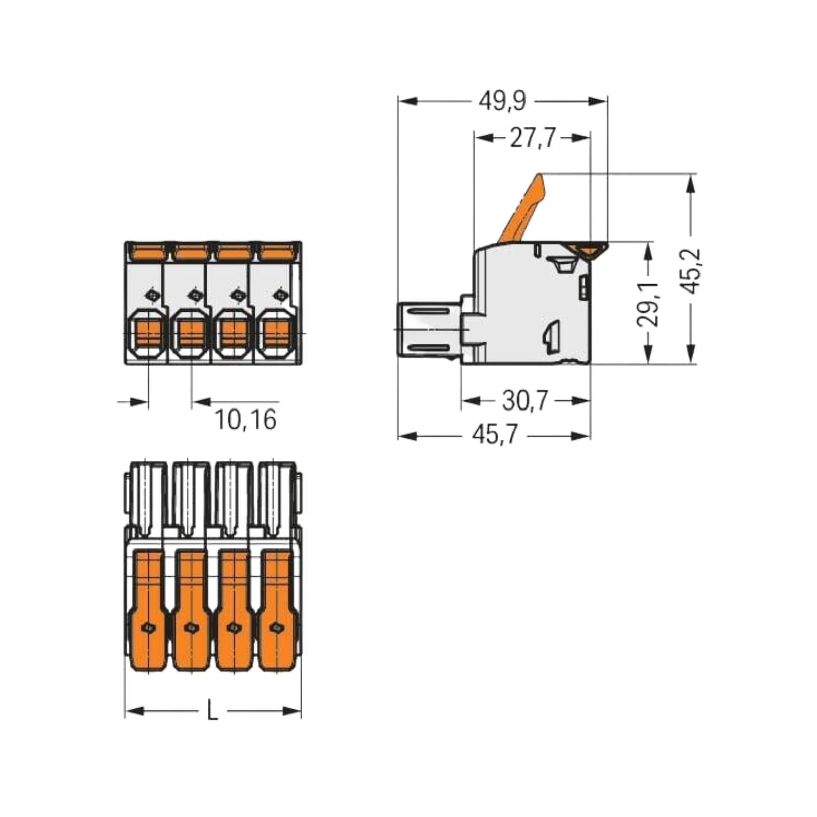 Kit Conector Wago 832-1104-1204 Macho e Femea Linha Pesada - 7