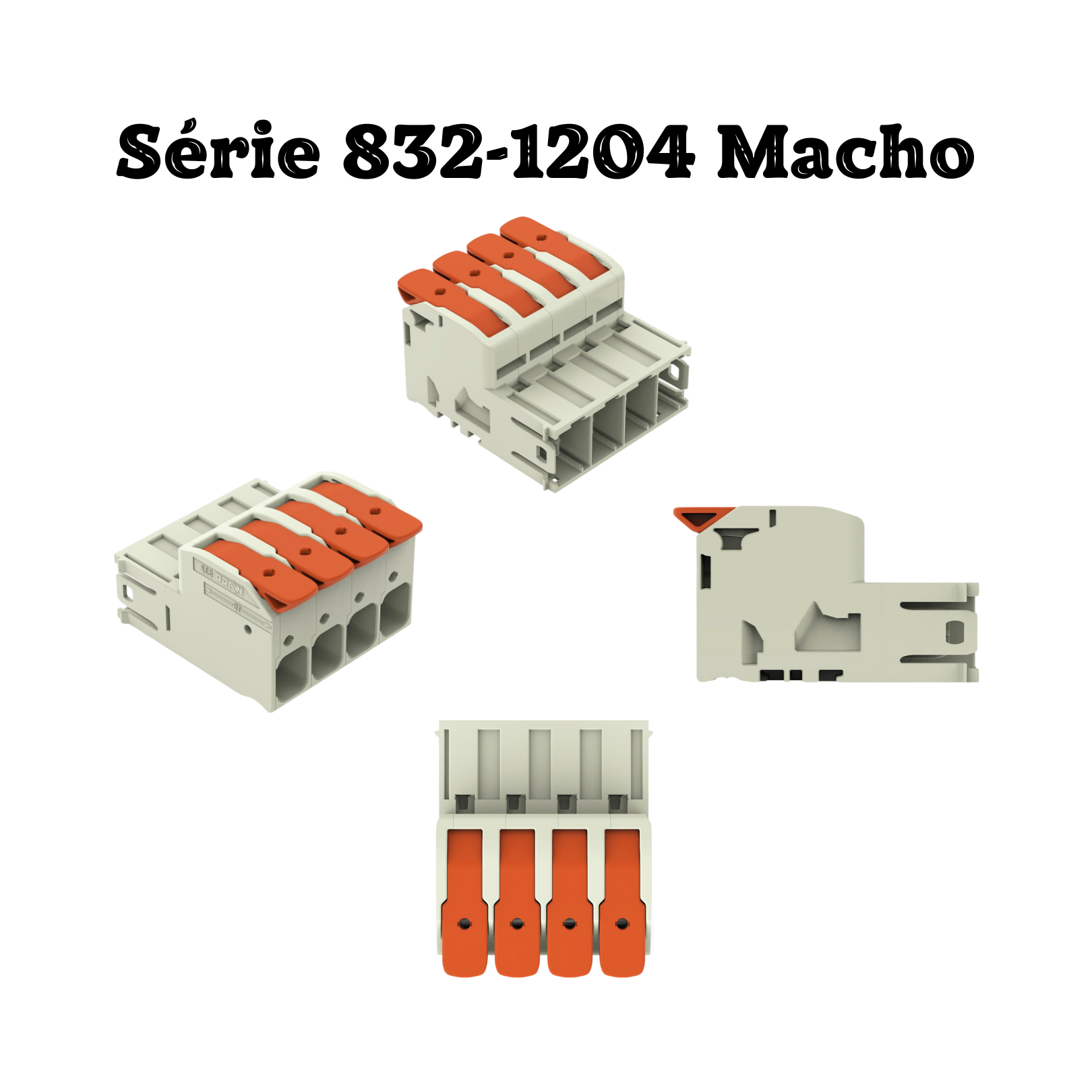 Kit Conector Wago 832-1104-1204 Macho e Femea Linha Pesada - 5