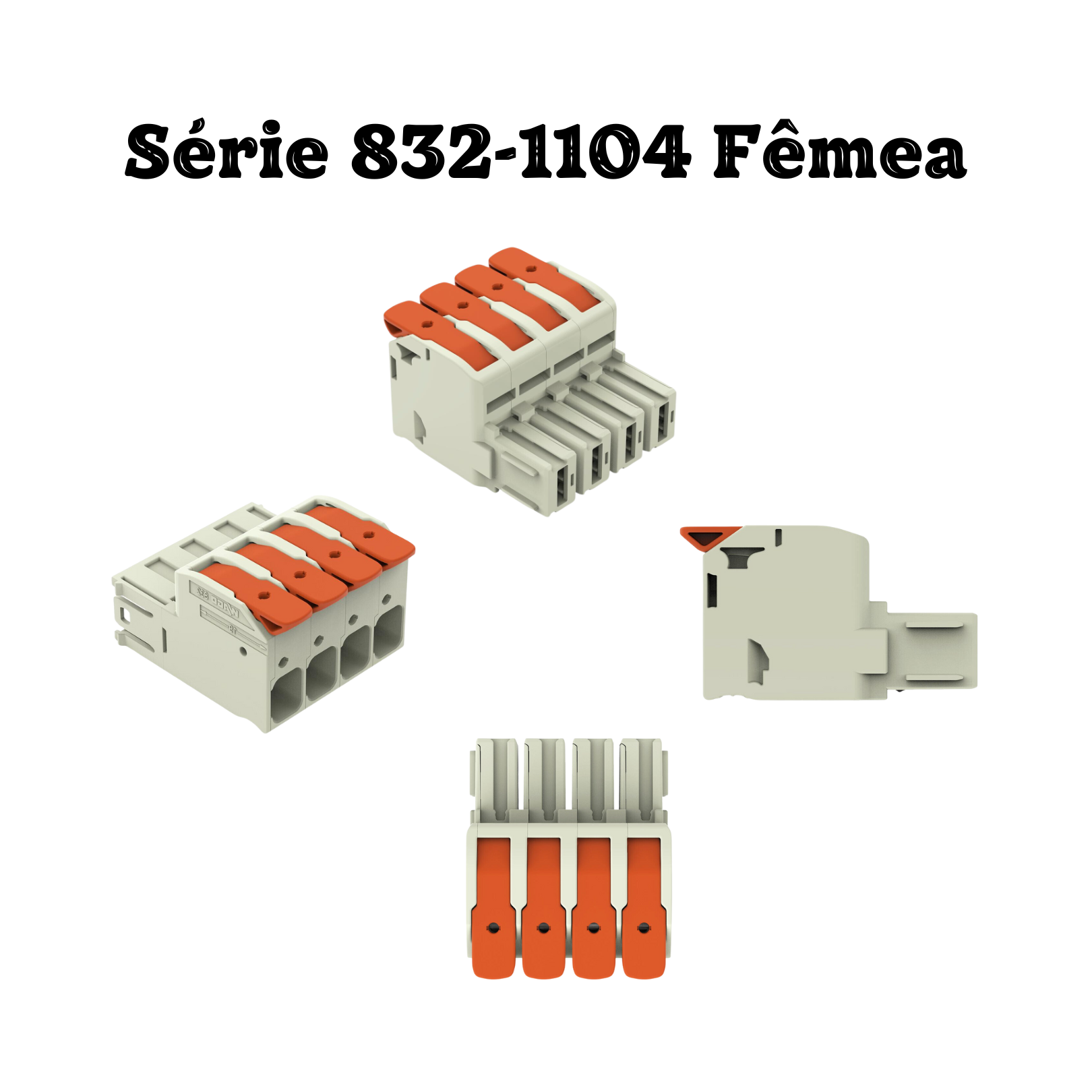 Kit Conector Wago 832-1104-1204 Macho e Femea Linha Pesada - 6