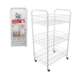 CARRINHO ORGANIZADOR MULTIUSO EM METAL COM 3 PRATELEIRAS PARA BANHEIRO LAVANDERIA COZINHA - 1