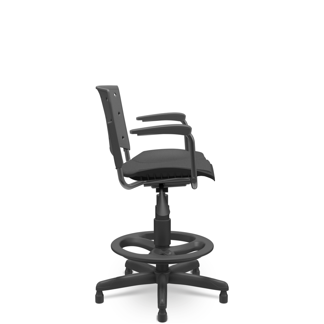 Cadeira Caixa Secretária Ergoplax c/ Braço e Assento Estofado Plaxmetal Preta - 2