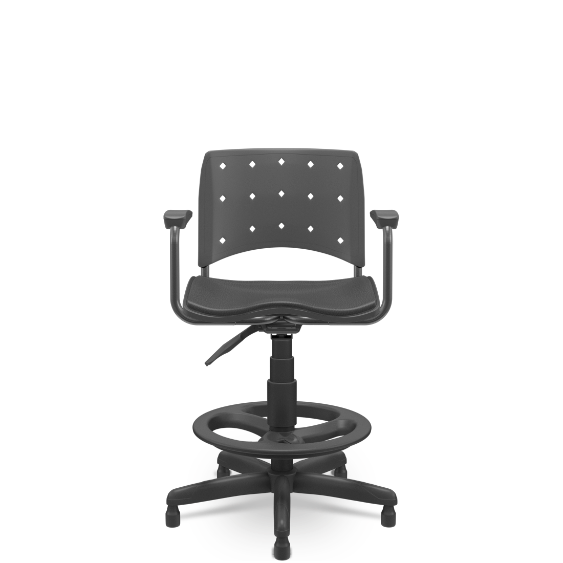 Cadeira Caixa Secretária Ergoplax c/ Braço e Assento Estofado Plaxmetal Preta