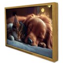 Ver imagem 1 de Quadro Decorativo Amigos Pet em Moldura Caixa Tacolado Moldura Caixa 3cm Freijó sem Vidro 30 X 40cm