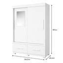 Ver imagem 6 de Guarda-Roupa Solteiro Sereno 2 Portas 2 Gavetas com Espelho Branco - Caemmun
