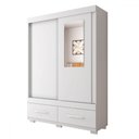 Ver imagem 2 de Guarda-roupa Solteiro Sereno 2 Portas 2 Gavetas com Espelho Branco - Caemmun