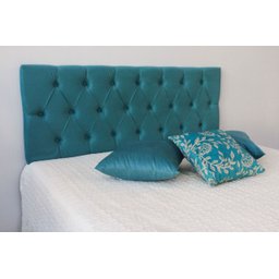Cabeceira Premium Casal com Botões 1.40x60cm Azul Turquesa - 3