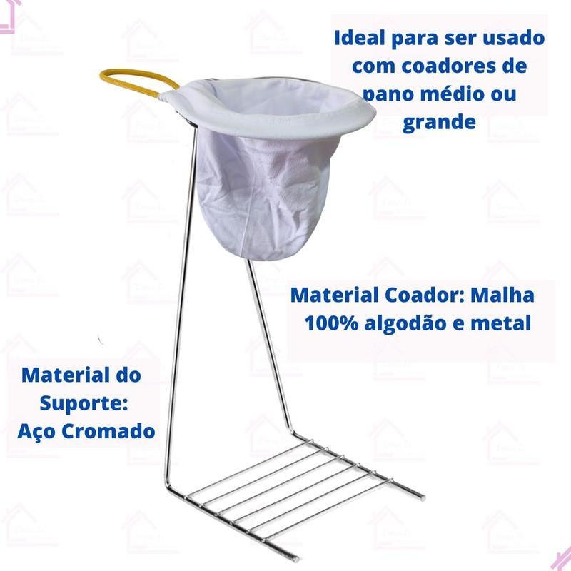 Suporte com Coador de Café de Malha Grande - Aço Cromado - 2