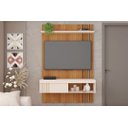 Ver imagem 1 de Rack Bancada C/ Painel P/ Tv até 45 Pol Jade Ripada 120x183cm Freijo/off White - Caemmun
