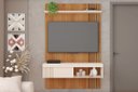 Ver imagem 1 de Rack Bancada C/ Painel P/ Tv até 45 Pol Jade Ripada 120x183cm Freijo/off White - Caemmun