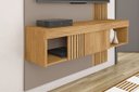 Ver imagem 5 de Rack Bancada C/ Painel P/ Tv até 45 Pol Jade Ripada 120x183cm Freijo/off White - Caemmun