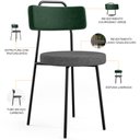Ver imagem 4 de Kit 08 Cadeiras Estofada Sala De Jantar Barcelona L02 Facto Verde Musgo Linho Cinza Escuro - Lyam Ly