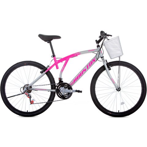 Bicicleta Houston Bristol Lance Aro 26 21V Prata/Rosa