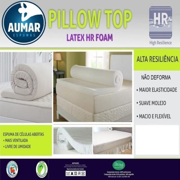 Pillow Top Látex HR Foam Queen 1,58 X 1,98 X 10 - 5