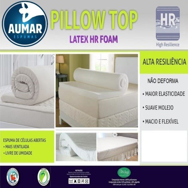 Pillow Top Látex HR Foam Solteiro 0,78 X 1,88 X 10 Aumar - 5
