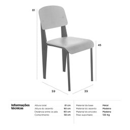 Cadeira Standard madeira cozinha jantar nordico escandinabo Jean Prouve - 6