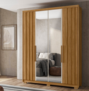Ver imagem 1 de Guarda Roupa 4 Portas Ripado com Espelho 3 Gavetas Califórnia Off White Cod 683.010
