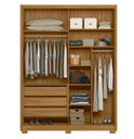 Ver imagem 2 de Guarda Roupa 4 Portas Ripado com Espelho 3 Gavetas Califórnia Off White Cod 683.010