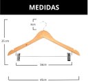 Ver imagem 4 de Kit 20 Cabides de Madeira com Presilhas Adulto Saia Terno Resistente