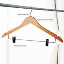 Ver imagem 7 de Kit 20 Cabides de Madeira com Presilhas Adulto Saia Terno Resistente
