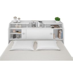 Cabeceira Casal para Box 1,38 Branco Branco-Preto Elisa Framar - 3