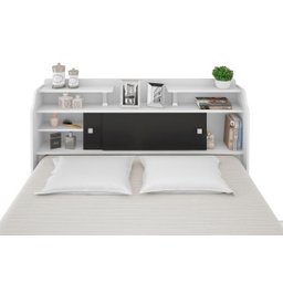 Cabeceira Casal para Box 1,38 Branco Branco-Preto Elisa Framar - 5