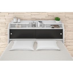 Cabeceira Casal para Box 1,38 Branco Branco-Preto Elisa Framar - 10
