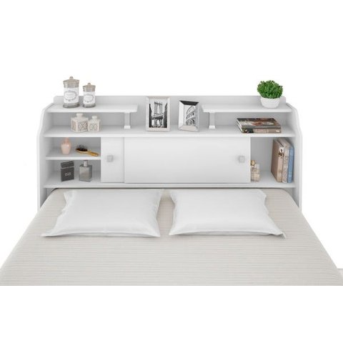 Cabeceira Casal para Box 1,38 Branco Branco-Preto Elisa Framar