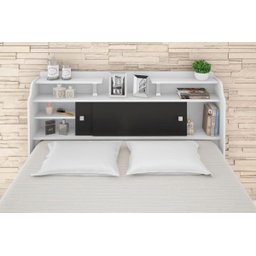 Cabeceira para Box Casal Queen 1,58 Branco Preto Elisa Framar - 8